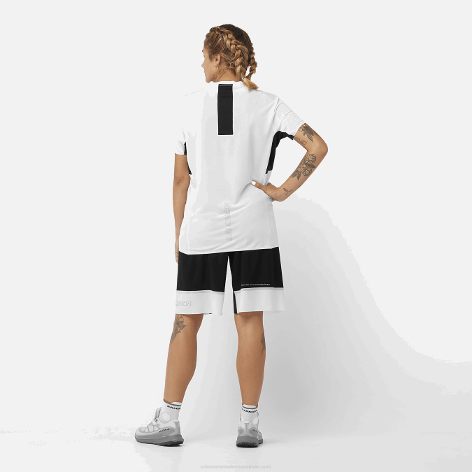 Women\'s Short Sleeve T-Shirt - Shortney V42L911 Salomon White/Deep Black - Salomon Australia